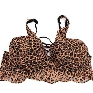 Victoria's Secret Leopard Lace Wireless Push-Up Bralette Bra Size Large